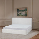 CAMA KING EN TELA BEIGE