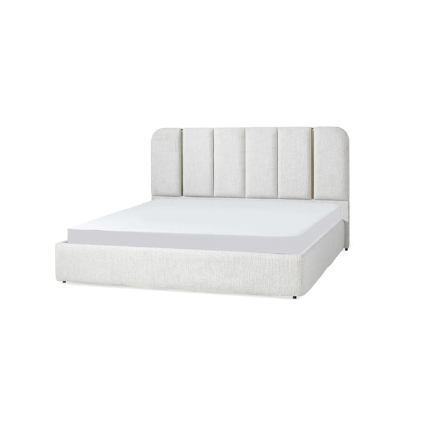 CAMA KING EN TELA BEIGE