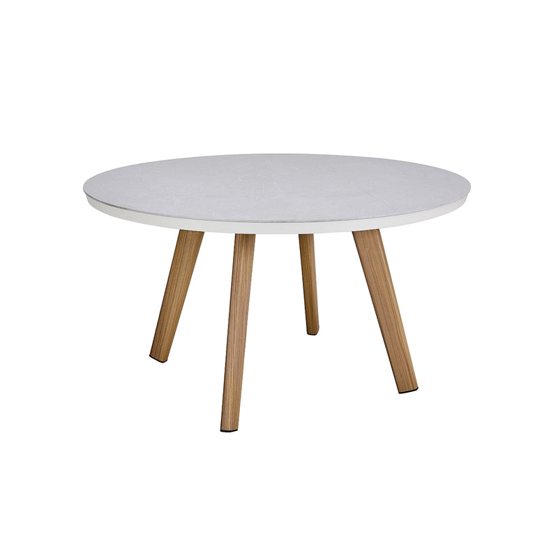 MESA COMEDOR DE EXTERIOR EN ACABADO GRIS Y MADERA