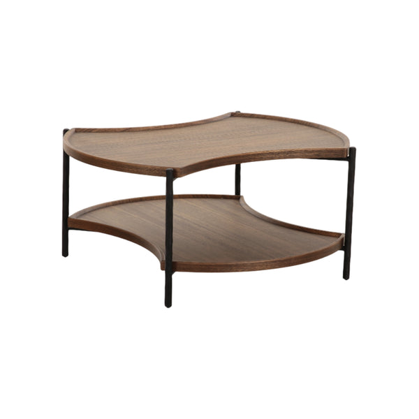 MESA DE CENTRO ACABADO DE MADERA Y PATAS NEGRAS