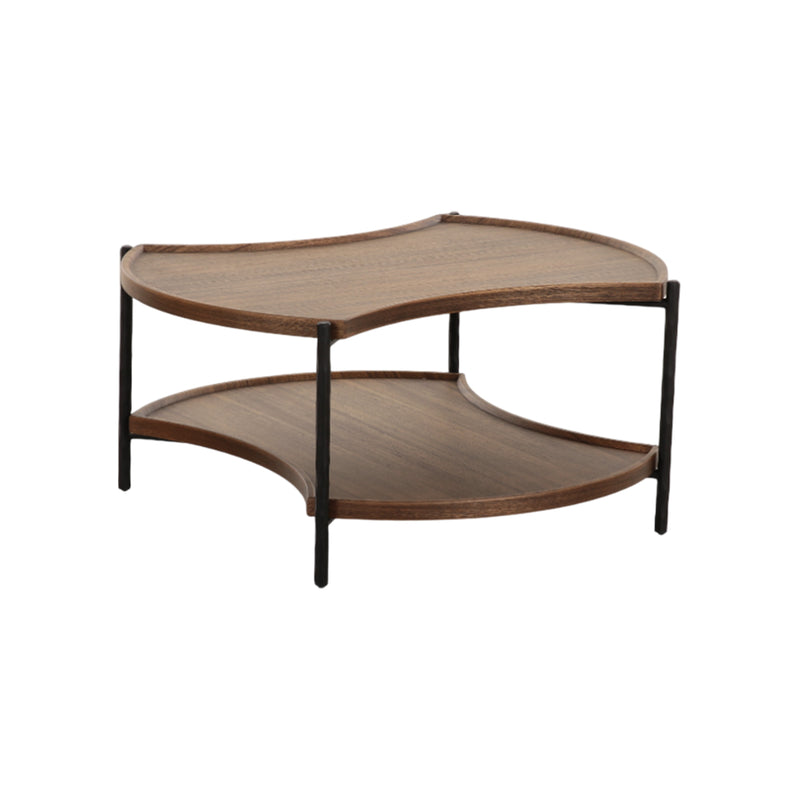 MESA DE CENTRO ACABADO DE MADERA Y PATAS NEGRAS