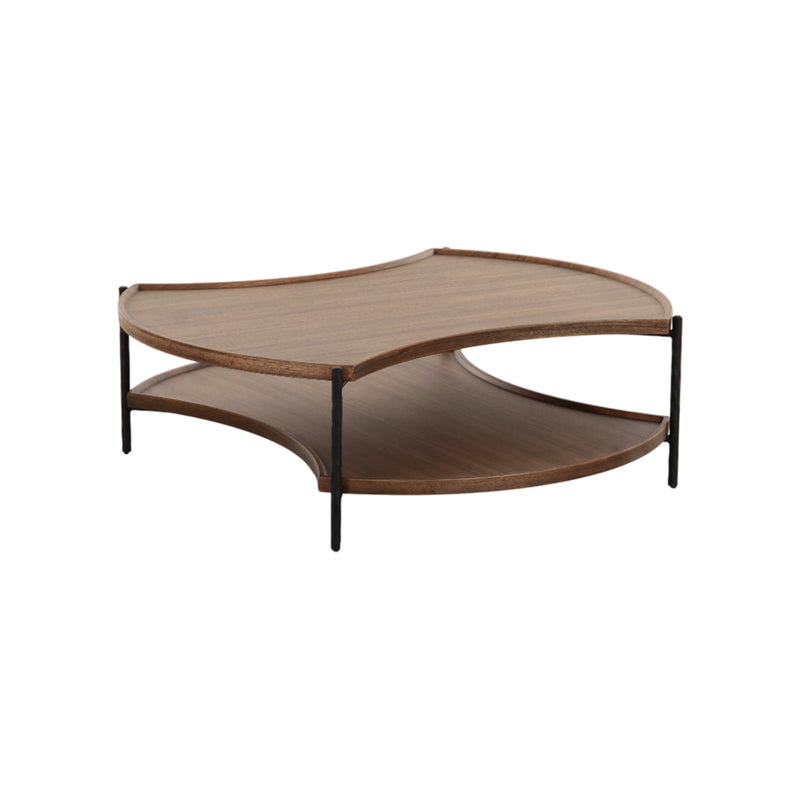 MESA DE CENTRO ACABADO DE MADERA Y PATAS NEGRAS