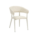 SILLA DE COMEDOR DE EXTERIOR EN TELA TEXTURIZADA CREMA Y PATAS OFF WHITE