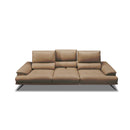 SOFA ESTACIONARIO DE CUATRO ASIENTOS CON FRENTE DE PIEL CAMEL