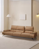 SOFA ESTACIONARIO DE CUATRO ASIENTOS CON FRENTE DE PIEL CAMEL