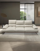 SOFA ESTACIONARIO DE CUATRO ASIENTOS CON FRENTE DE PIEL GRIS