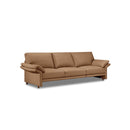 SOFA ESTACIONARIO DE CUATRO  ASIENTOS CON FRENTE DE PIEL MARRON