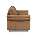 SOFA ESTACIONARIO DE CUATRO  ASIENTOS CON FRENTE DE PIEL MARRON