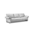 SOFA ESTACIONARIO DE CUATRO ASIENTOS CON FRENTE DE PIEL GRIS