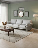 SOFA ESTACIONARIO DE CUATRO ASIENTOS CON FRENTE DE PIEL GRIS