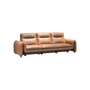 SOFA ESTACIONARIO DE CUATRO ASIENTOS CON FRENTE DE PIEL NARANJA