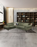 SOFA SECCIONAL RECLINABLE ELECTRICO CON FRENTE DE PIEL VERDE