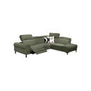 SOFA SECCIONAL RECLINABLE ELECTRICO CON FRENTE DE PIEL VERDE