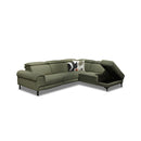 SOFA SECCIONAL RECLINABLE ELECTRICO CON FRENTE DE PIEL VERDE
