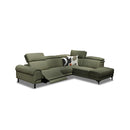 SOFA SECCIONAL RECLINABLE ELECTRICO CON FRENTE DE PIEL VERDE