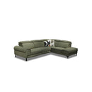 SOFA SECCIONAL RECLINABLE ELECTRICO CON FRENTE DE PIEL VERDE
