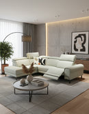 SOFA SECCIONAL RECLINABLE ELECTRICO CON FRENTE DE PIEL GRIS