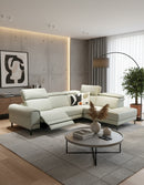 SOFA SECCIONAL RECLINABLE ELECTRICO CON FRENTE DE PIEL GRIS