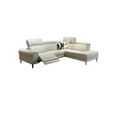 SOFA SECCIONAL RECLINABLE ELECTRICO CON FRENTE DE PIEL GRIS