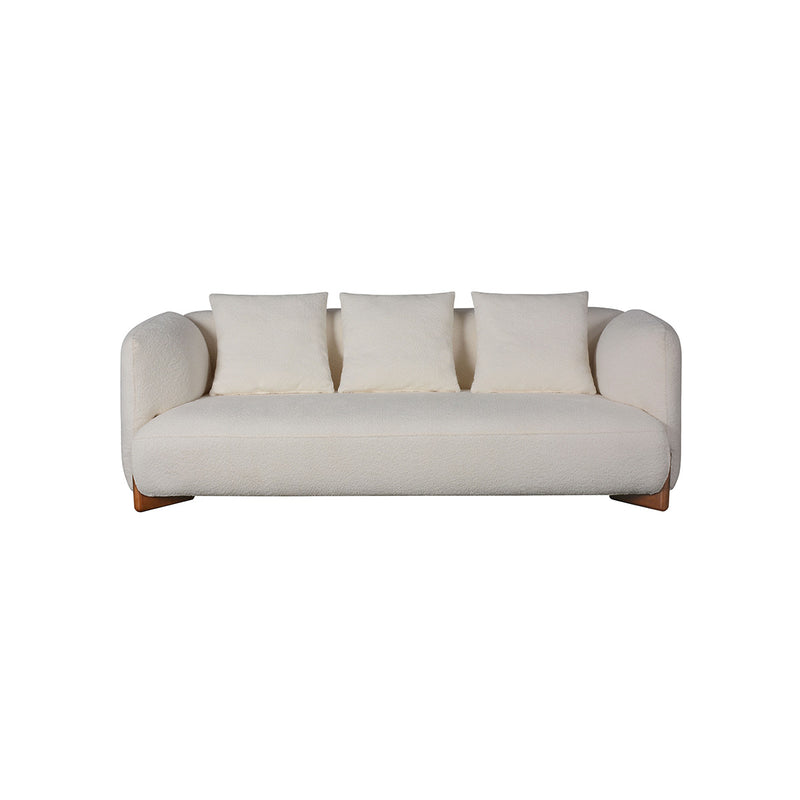 SOFA ESTACIONARIO DE TRES ASIENTOS EN TELA BLANCA