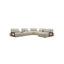 SOFA SECCIONAL ESTACIONARIO EN TELA BEIGE 6PCS