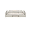 SOFA ESTACIONARIO DE TRES ASIENTOS EN TELA BEIGE