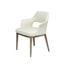 SILLA DE COMEDOR EN TELA BEIGE Y PATAS ACABADO DE MADERA