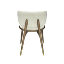 SILLA DE COMEDOR EN TELA BLANCA Y PATAS ACABADO DE MADERA