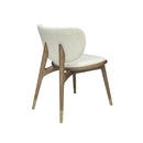 SILLA DE COMEDOR EN TELA BLANCA Y PATAS ACABADO DE MADERA