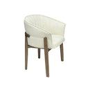 SILLA DE COMEDOR EN TELA CREMA Y PATAS ACABADO DE MADERA