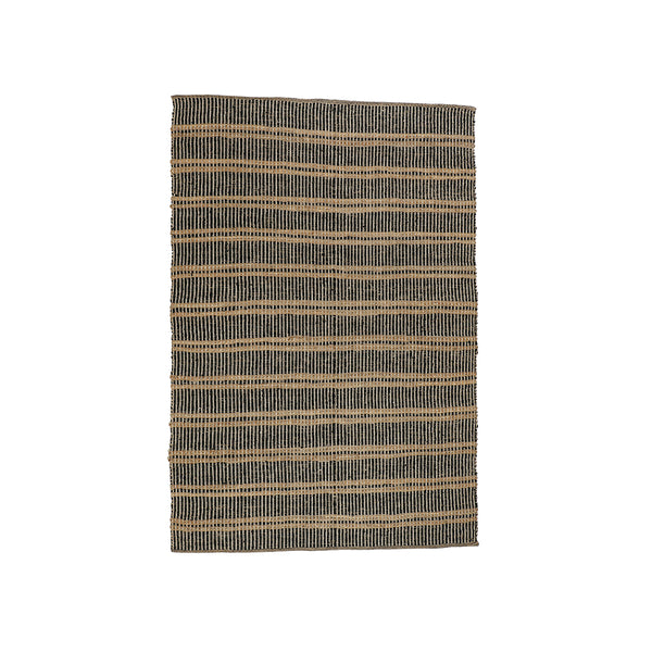 COTTON, JUTE AND LEATHER SHUTTLE WEAVE DURRIE WITH HAMMING