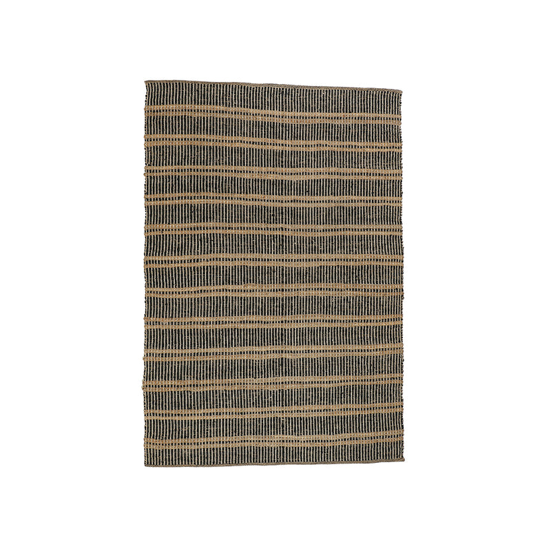 COTTON, JUTE AND LEATHER SHUTTLE WEAVE DURRIE WITH HAMMING