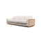 SOFA ESTACIONARIO DE CUATRO ASIENTOS ACABADO DE MADERA PAJILLA Y TELA BEIGE