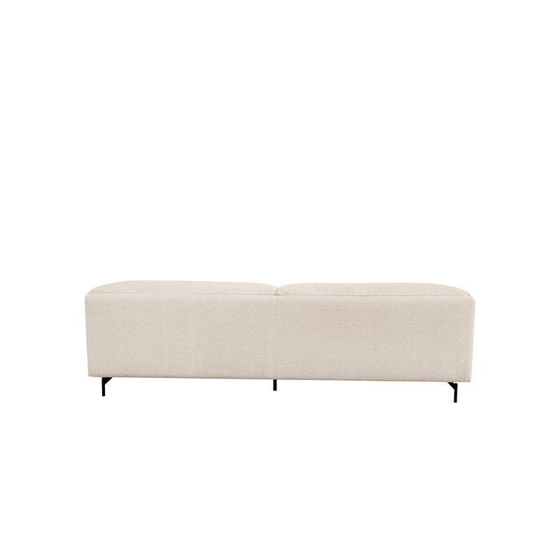 SOFA ESTACIONARIO DE TRES ASIENTOS EN TELA BEIGE Y PATAS NEGRAS