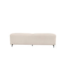 SOFA ESTACIONARIO DE CUATRO ASIENTOS EN TELA BEIGE Y PATAS NEGRAS