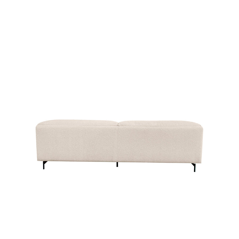 SOFA ESTACIONARIO DE CUATRO ASIENTOS EN TELA BEIGE Y PATAS NEGRAS