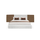CAMA QUEEN EN TELA BEIGE
