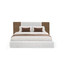 CAMA QUEEN EN TELA BEIGE