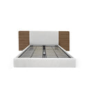 CAMA QUEEN EN TELA BEIGE