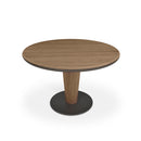 MESA DE COMEDOR ACABADO DE  MADERA Y BASE METAL CAFE