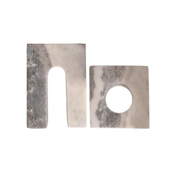 MARBLE DECORATIVE ARCH PAIR, BEIGE