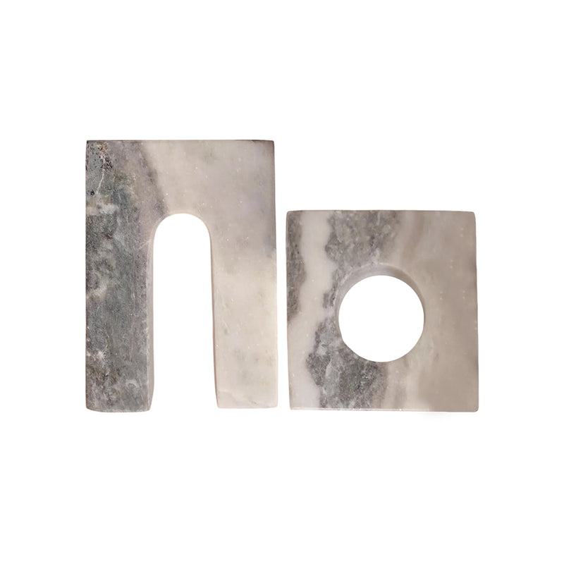 MARBLE DECORATIVE ARCH PAIR, BEIGE