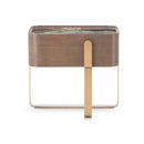 MESA DE NOCHE TOPE DE CERAMICA Y BASE ACABADO DE MADERA