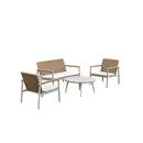SET DE EXTERIOR EN TELA BEIGE Y ESTILO RATAN
