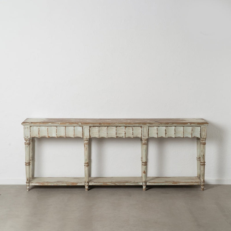 CONSOLA ACABADO DE MADERA LAVADO VERDE