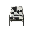 BUTACA ESTACIONARIA EN TELA BLANCA Y NEGRO