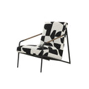 BUTACA ESTACIONARIA EN TELA BLANCA Y NEGRO