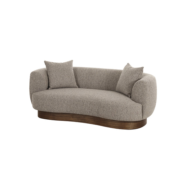 SOFA ESTACIONARIO DE DOS ASIENTOS EN TELA TEXTURIZADA MARRON