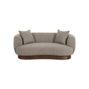 SOFA ESTACIONARIO DE DOS ASIENTOS EN TELA TEXTURIZADA MARRON