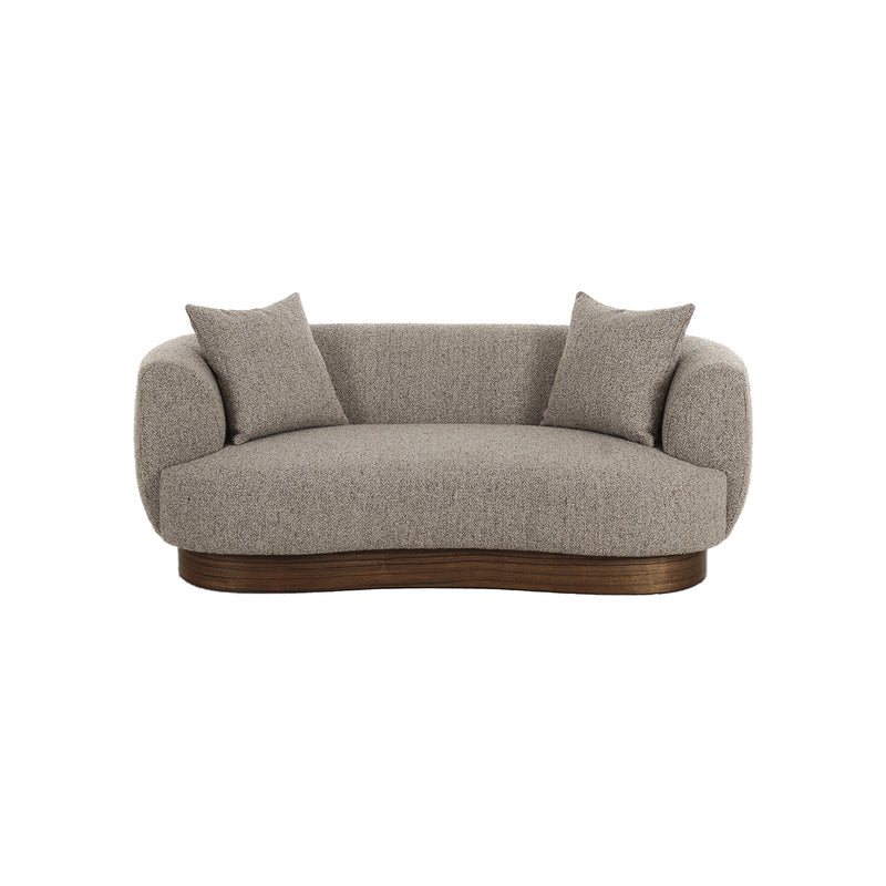SOFA ESTACIONARIO DE DOS ASIENTOS EN TELA TEXTURIZADA MARRON